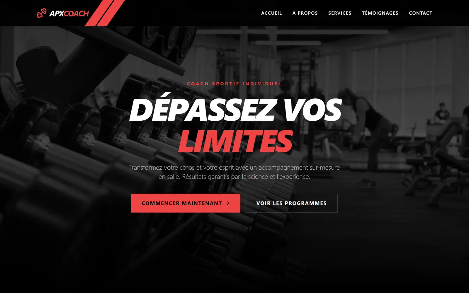 Site vitrine du coach sportif APX Coach