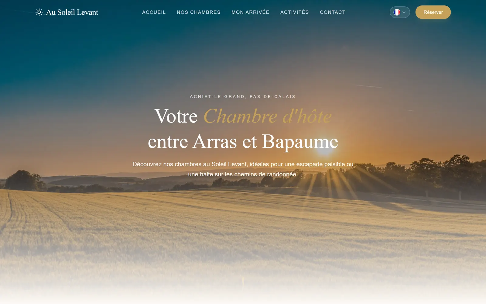 Site vitrine de la chambre d'hôtes Chambre au Soleil Levant