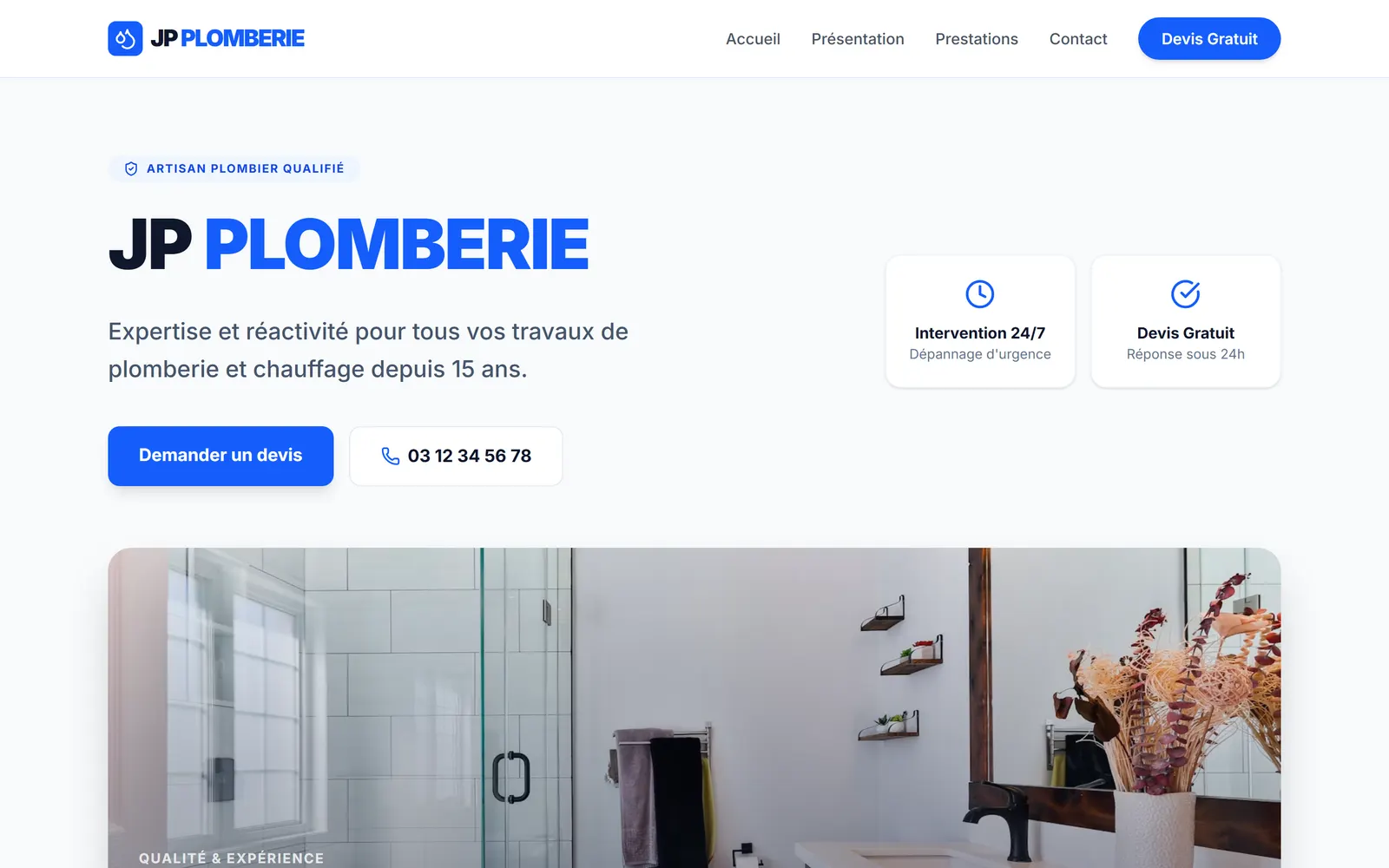 Site vitrine de l'artisan JP Plomberie
