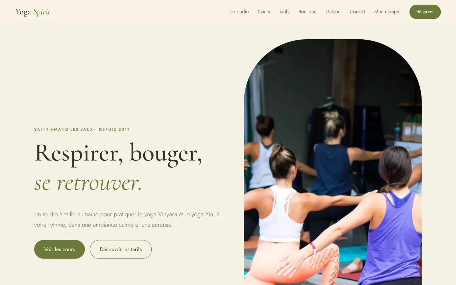 Site de réservation de cours Yoga Spirit